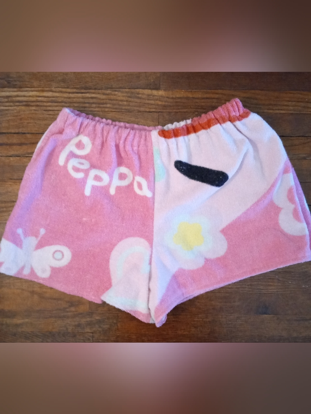 Upcycled Towel Terry Cloth Shorts Pool Beach Loungewear Cabana Peppa Pig S/M